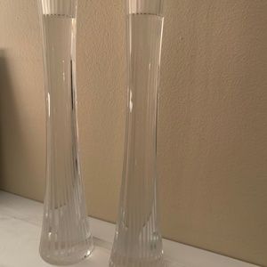 Calvin Klein Crystal Texture 10.5 inch Candlesticks set of 2. Made in Poland.